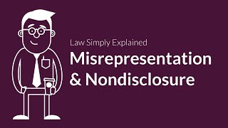 Misrepresentation and Nondisclosure  Contracts  Defenses amp Excuses [upl. by Litt]