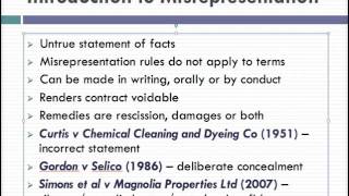 Misrepresentation Lecture 1 of 4 [upl. by Aggappera]